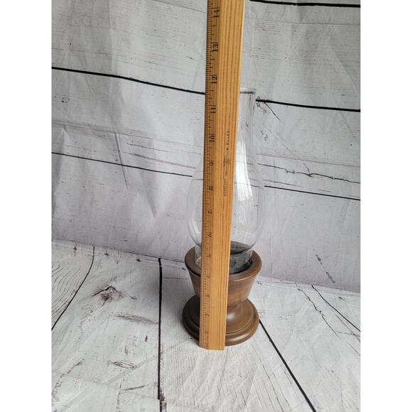 Vintage Wood Chimeny Candle Holder With Glass Hurricane Top 12 Inches Tall - Picture 7 of 7